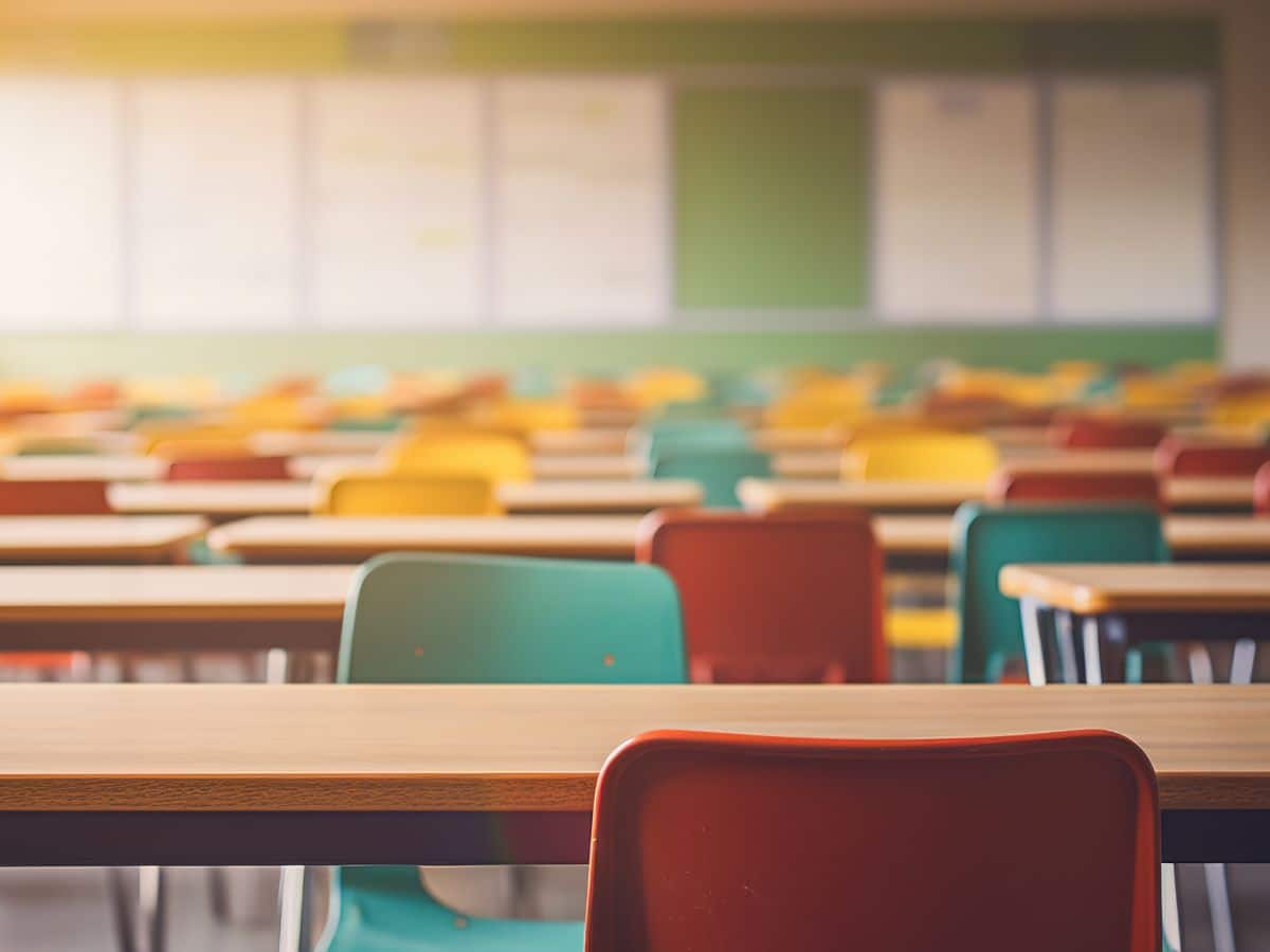 Classroom with colorful chairs
